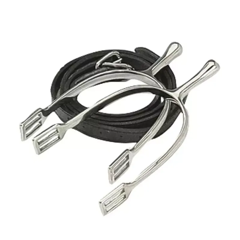 Korsteel Long Neck Dressage Spurs With Straps - Silver