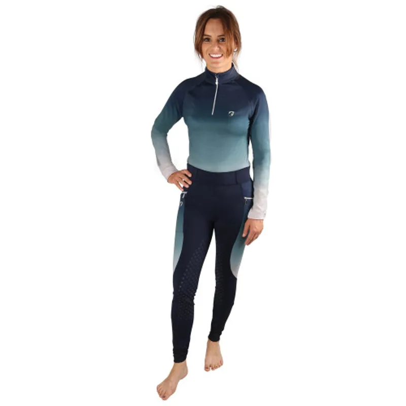 Hy Equestrian Elevate Riding Tights - Navy/Olive Green