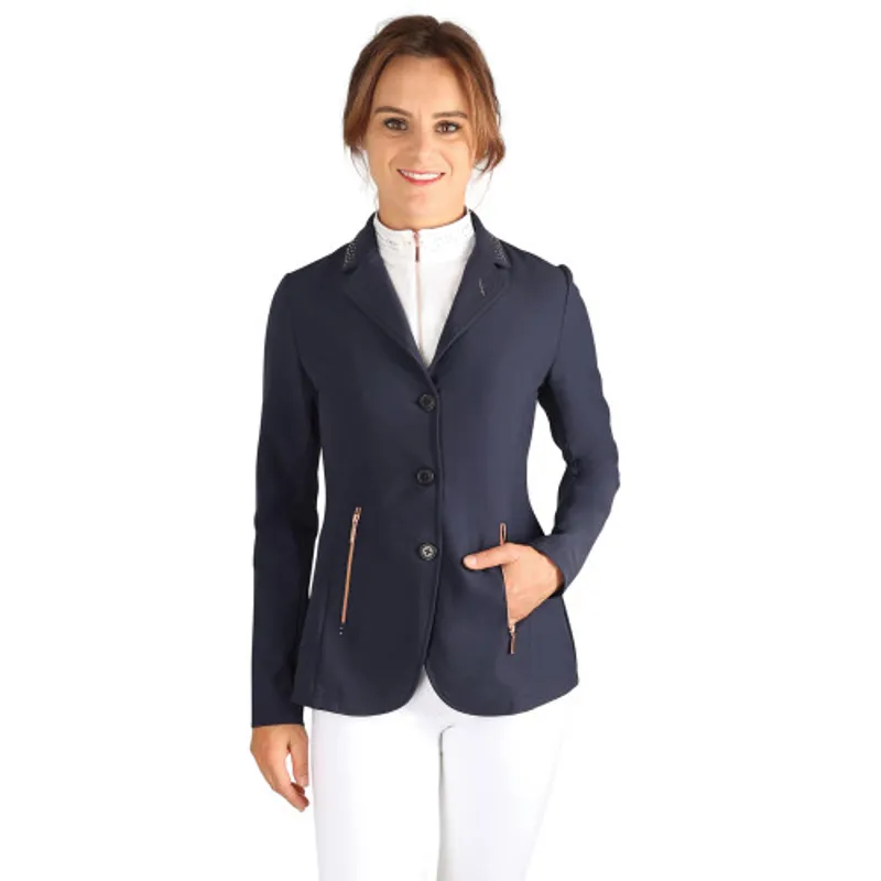 Hy Equestrian Roka Royal Show Jacket - Navy with Rose Gold Diamantes