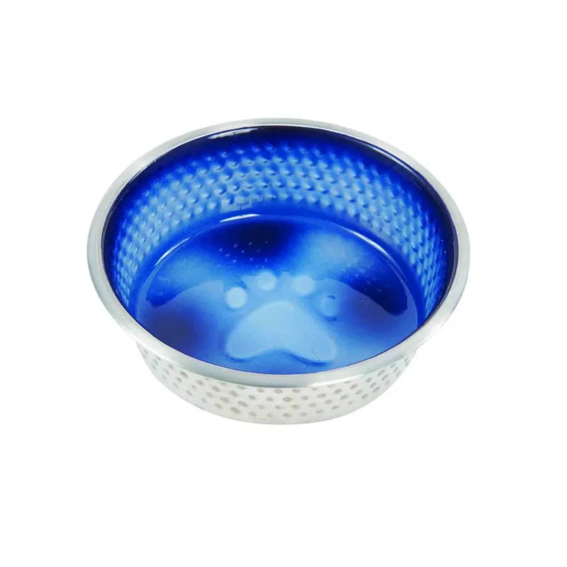 WeatherBeeta Non-Slip Stainless Steel Shade Dog Bowl - Royal Blue