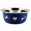 WeatherBeeta Non-Slip Stainless Steel Silicone Bone Dog Bowl - Blue