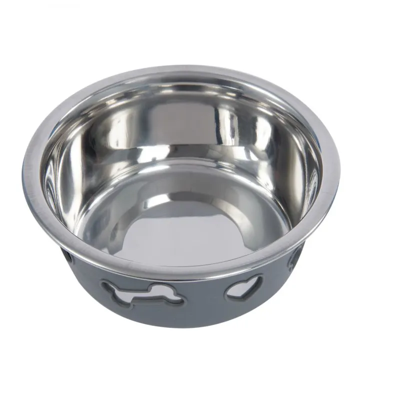 WeatherBeeta Non-Slip Stainless Steel Silicone Dog Bowl - Dark Grey