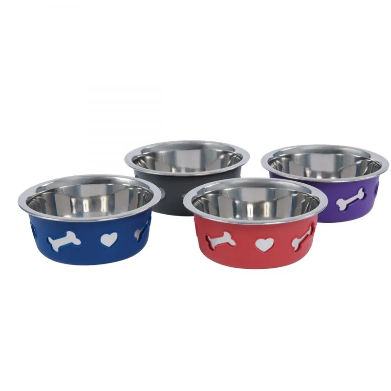 WeatherBeeta Non-Slip Stainless Steel Silicone Dog Bowl - Dark Purple-2