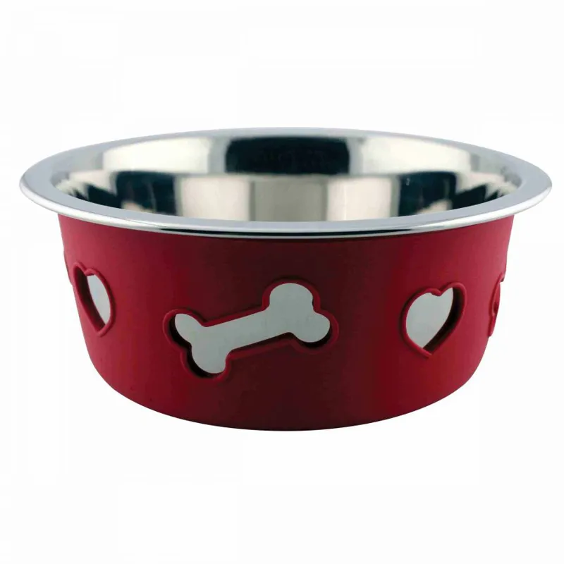 WeatherBeeta Non-Slip Stainless Steel Silicone Dog Bowl - Raspberry