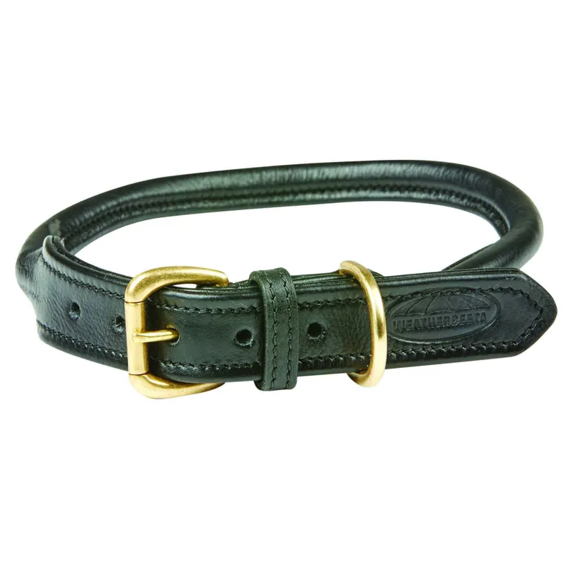 WeatherBeeta Rolled Leather Dog Collar - Black