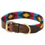 WeatherBeeta Polo Leather Dog Collar - Cowdray Brown/Pink/Blue/Yellow