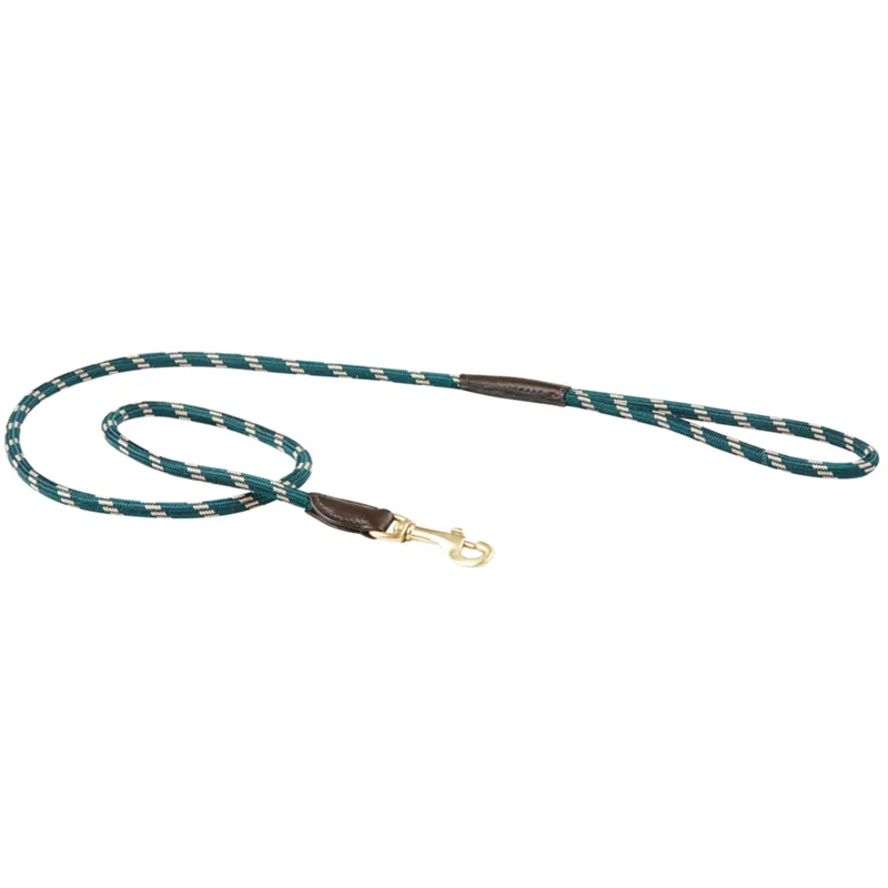 WeatherBeeta Rope Leather Dog Lead - Hunter Green/Brown