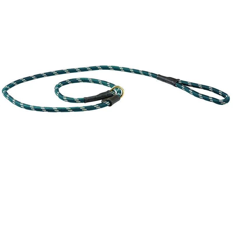WeatherBeeta Rope Leather Slip Dog Lead - Hunter Green/Brown
