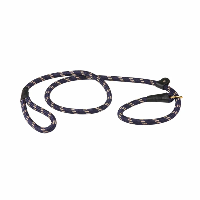 WeatherBeeta Rope Leather Slip Dog Lead - Navy/Brown