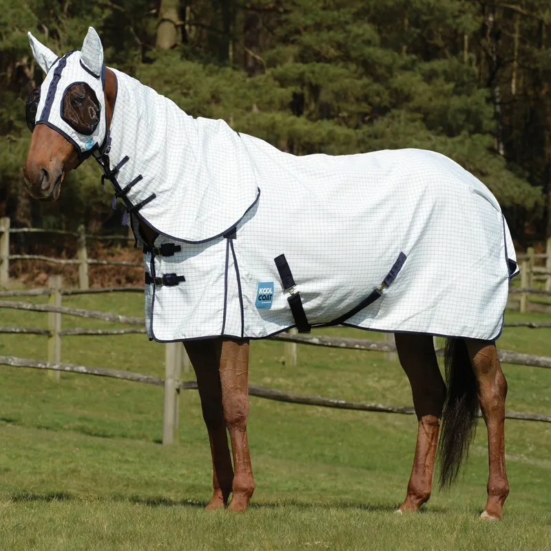 Kool Coat Classic Fly Mask - White/Navy-1