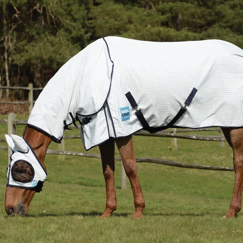 Kool Coat Classic Fly Mask - White/Navy-2