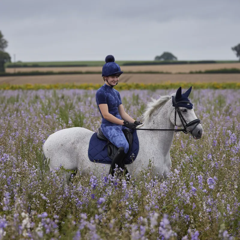 Shires Aubrion Rhythm Mesh Riding Tights - Navy Tie Dye-3