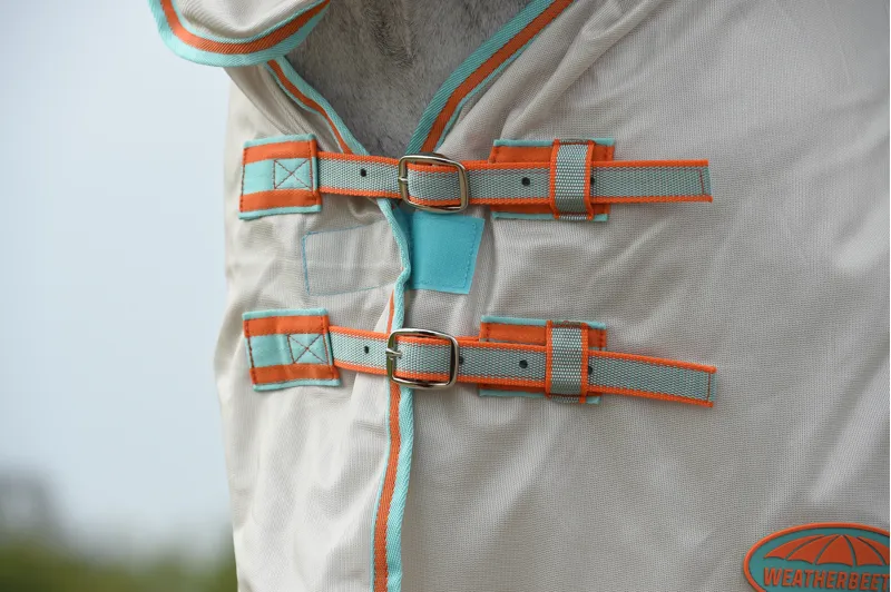 WeatherBeeta ComFiTec Essential Mesh II Combo Neck - Beige/Turquoise/Orange-2