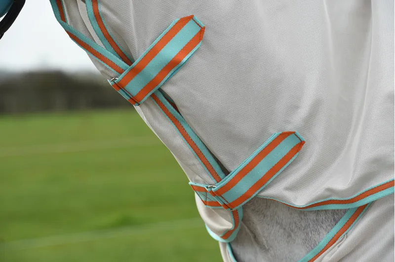 WeatherBeeta ComFiTec Essential Mesh II Combo Neck - Beige/Turquoise/Orange-5