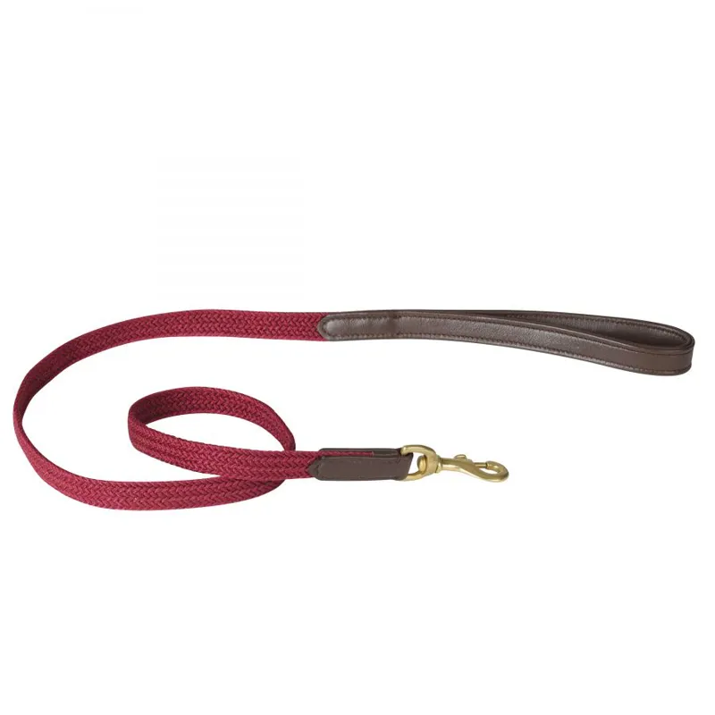 WeatherBeeta Leather Plaited Dog Lead - Brown/Maroon