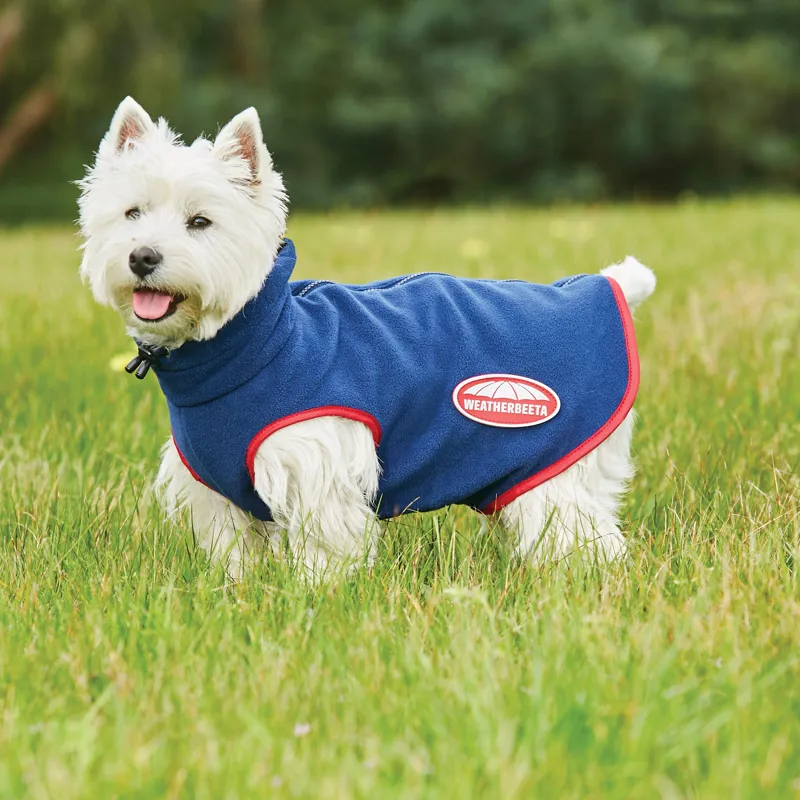 WeatherBeeta ComFiTec Fleece Zip Dog Coat - Navy/Red-3