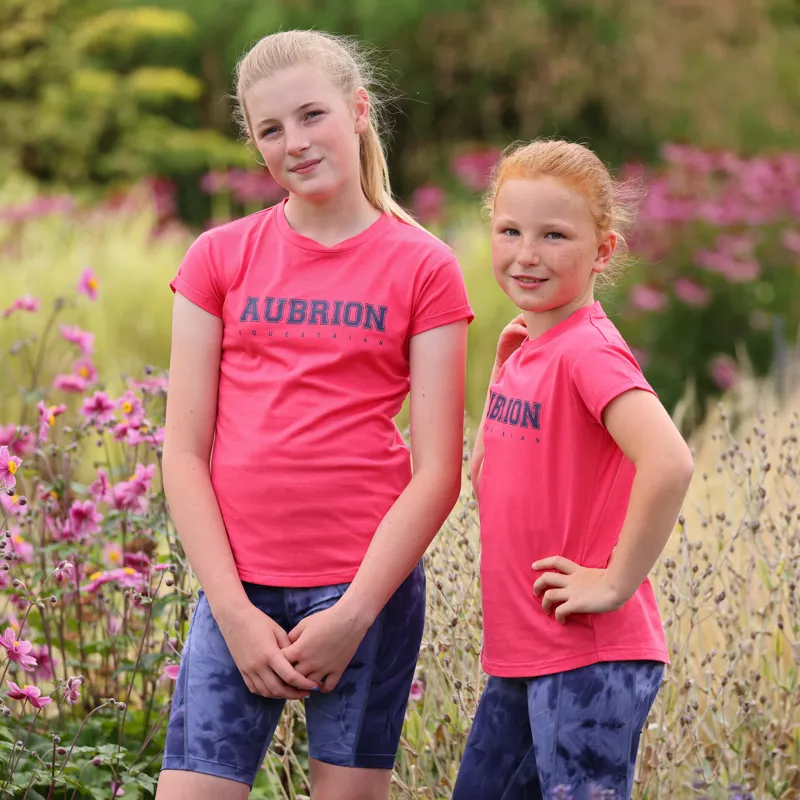 Shires Aubrion Children's Repose T-Shirt - Coral-1