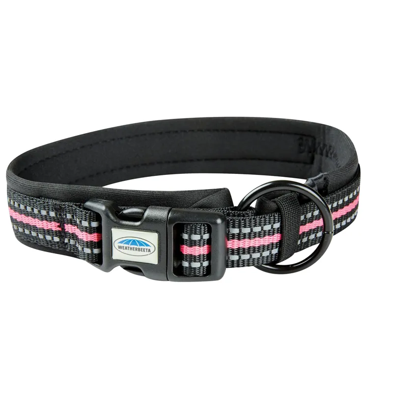 WeatherBeeta Reflective Dog Collar - Black/Pink