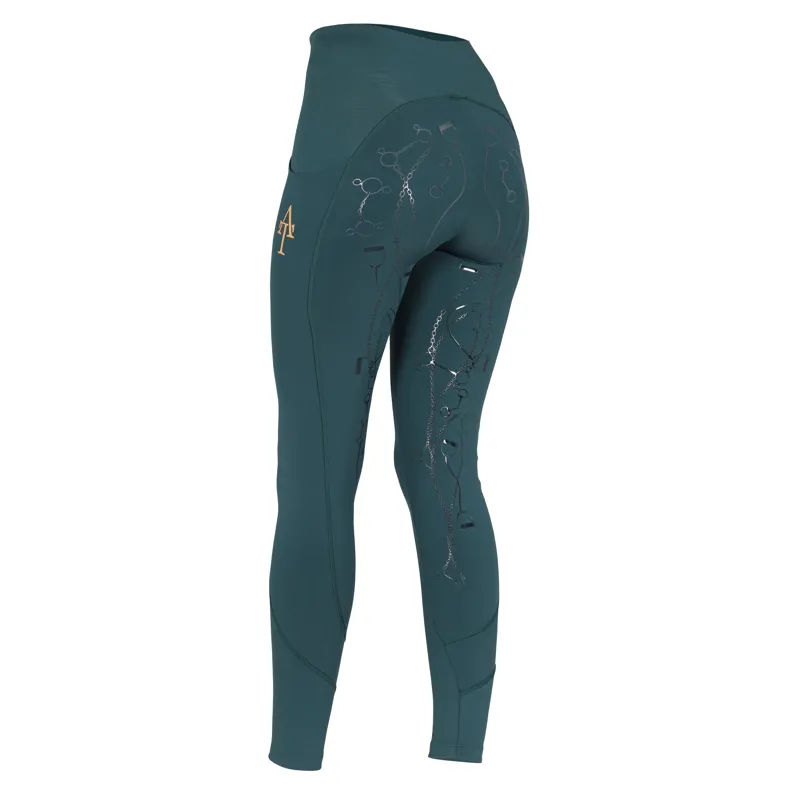 Shires Aubrion Team Children's Riding Tights - Green-3