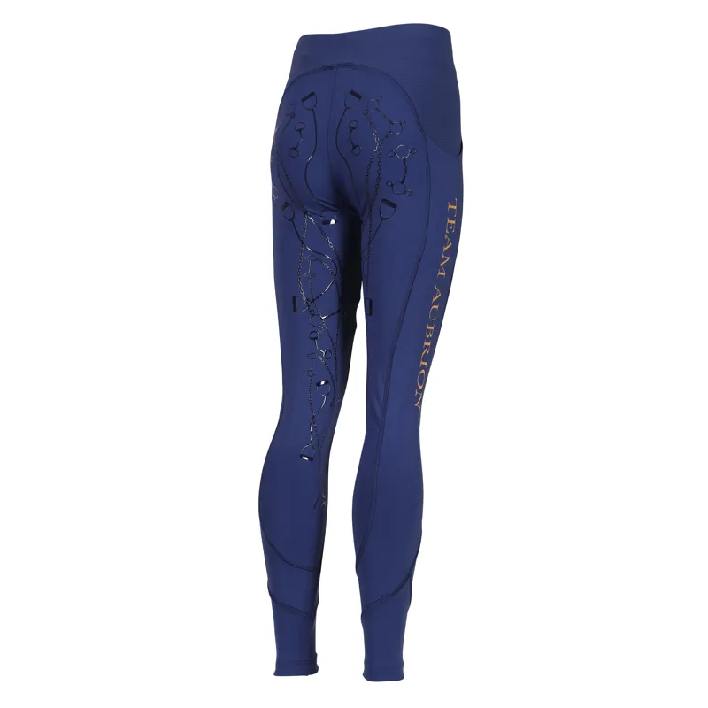 Shires Aubrion Team Children's Riding Tights - Navy-3