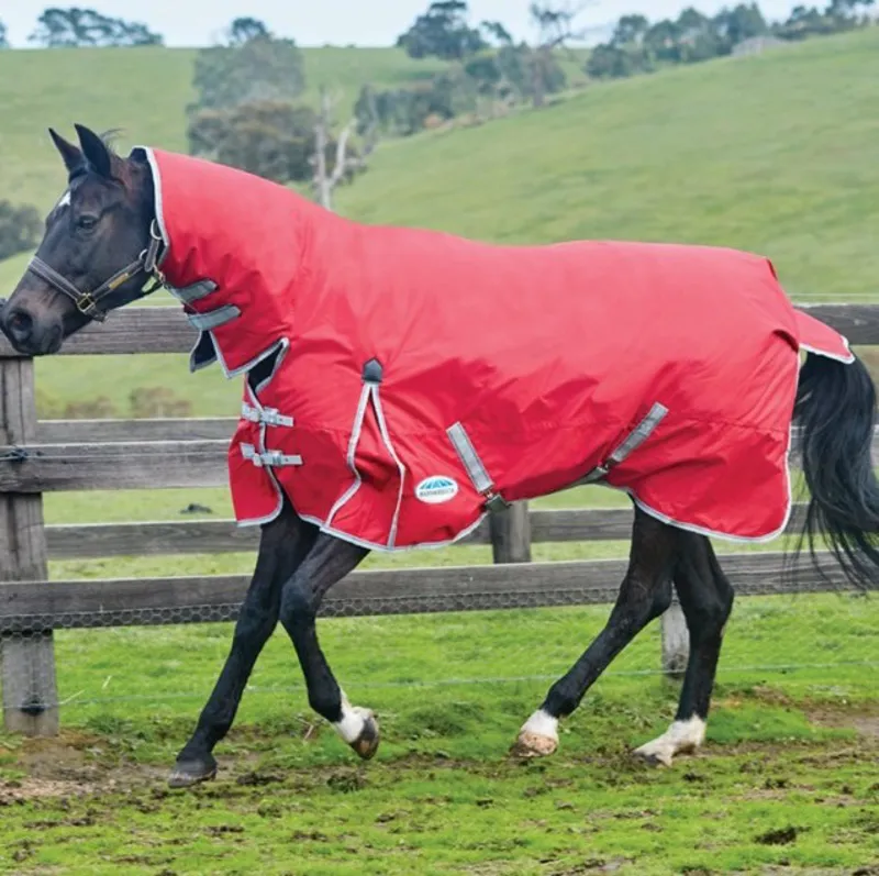 WeatherBeeta ComFiTec Classic Combo Neck 100g Turnout Rug - Red/Silver