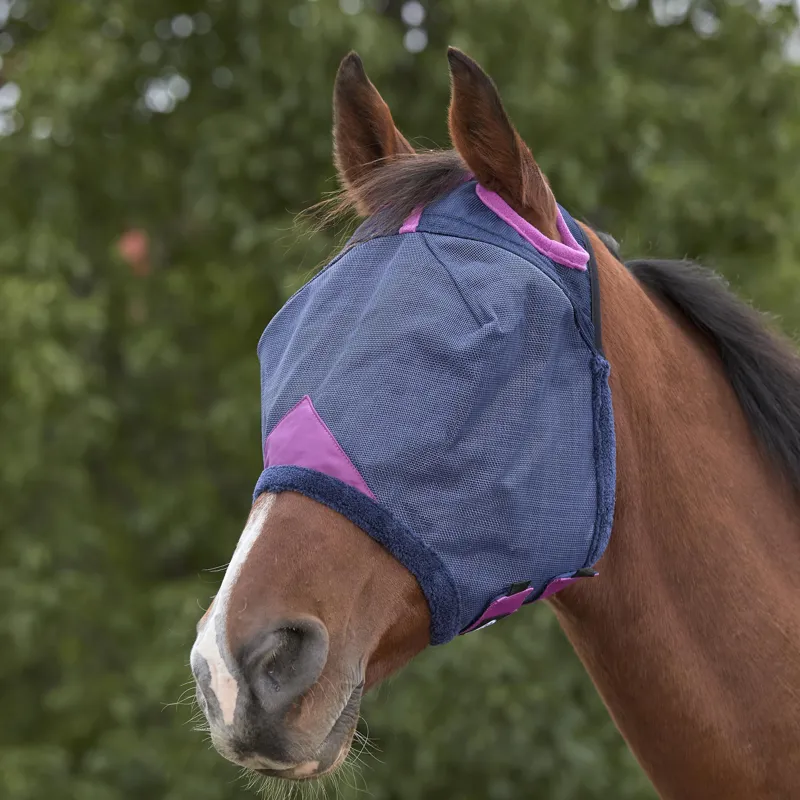 WeatherBeeta ComFiTec Deluxe Durable Mesh Fly Mask - Navy/Purple