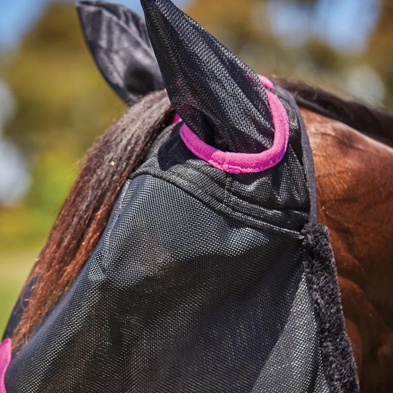 WeatherBeeta ComFiTec Deluxe Durable Mesh Fly Mask with Ears - Black/Purple-1