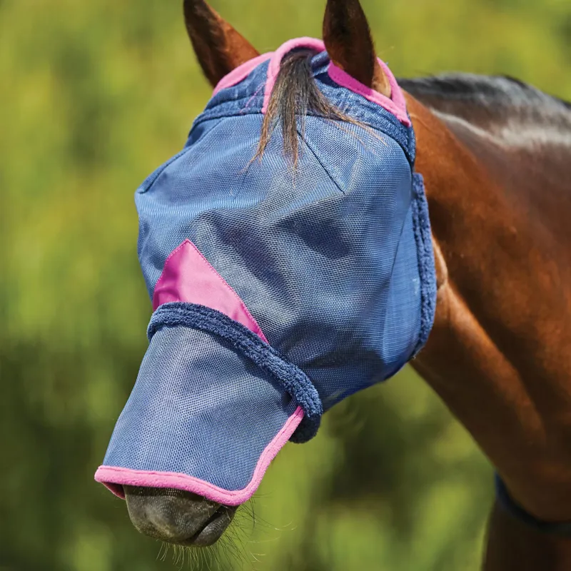 WeatherBeeta ComFiTec Deluxe Durable Mesh Fly Mask with Nose - Navy/Purple