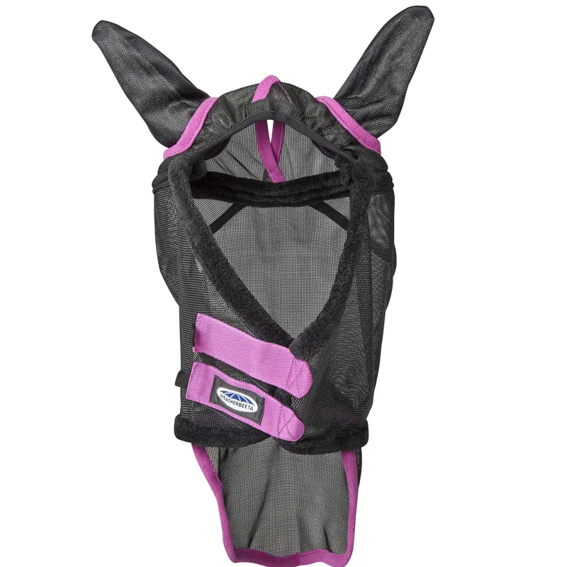 WeatherBeeta ComFiTec Deluxe Durable Mesh Fly Mask with Ears and Nose - Black/Purple-1