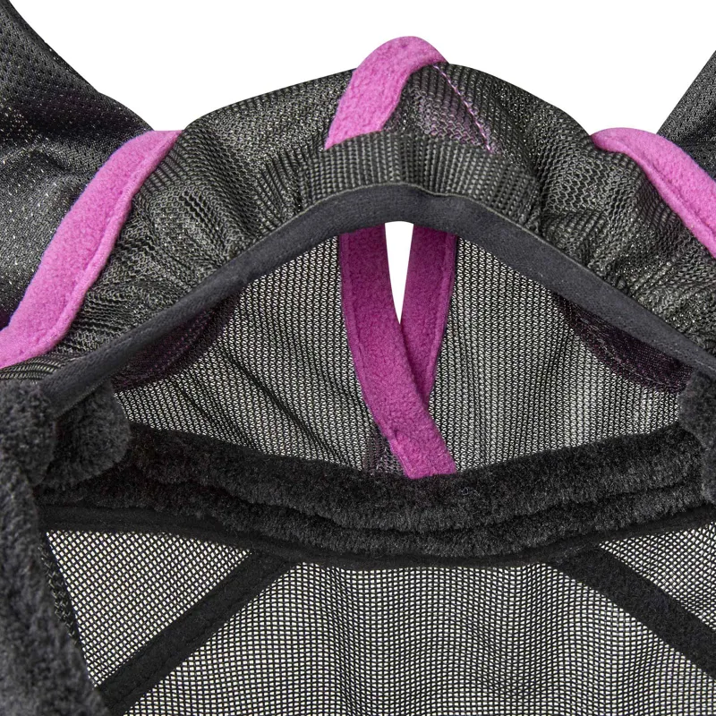 WeatherBeeta ComFiTec Deluxe Durable Mesh Fly Mask with Ears and Nose - Black/Purple-2