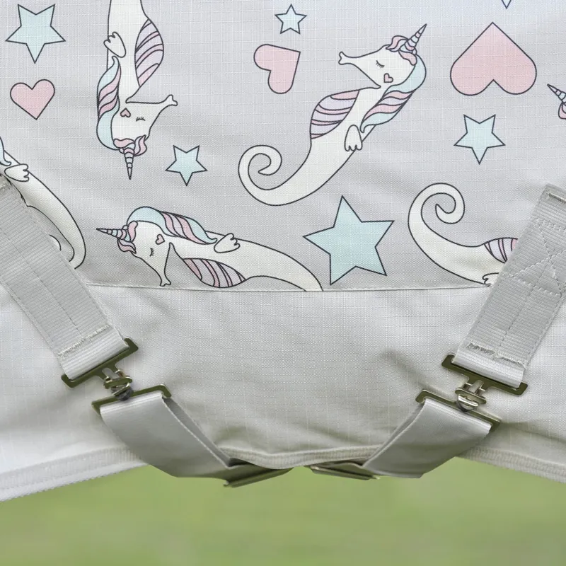 Saxon Pony 600D 0g Standard Neck Lite Turnout Rug - Sea Unicorn Print-2