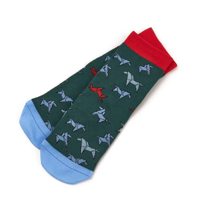 Shires Tikaboo Ankle Socks - Green Horse