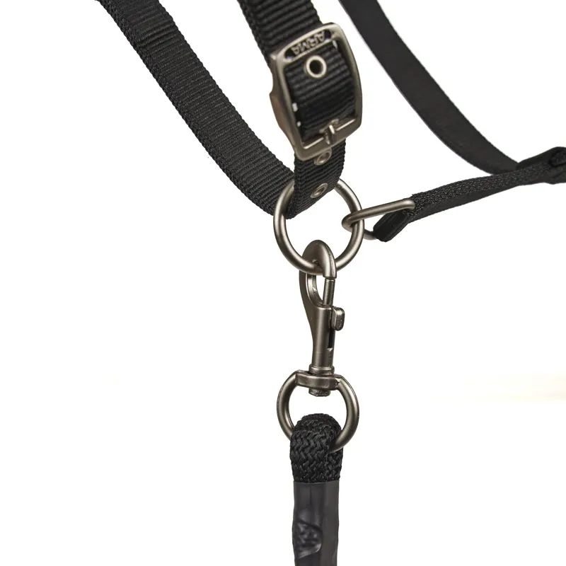 Shires ARMA Comfy Fleece Headcollar and Leadrope - Black-3