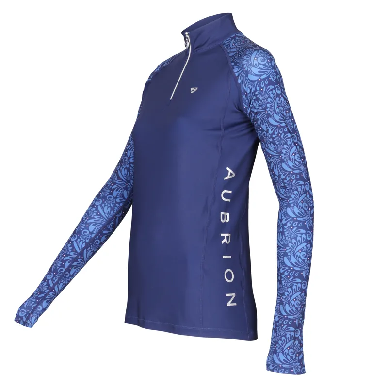 Shires Aubrion Hyde Park Ladies Base Layer - Navy Paisley-1