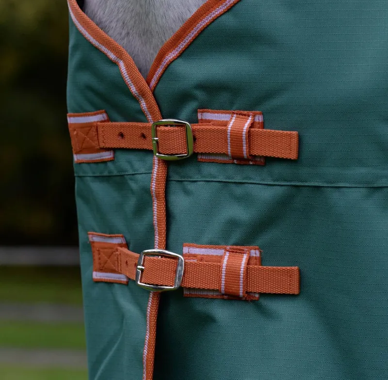 WeatherBeeta ComFiTec Tyro 200g Turnout Rug - Green/Burnt Orange-2