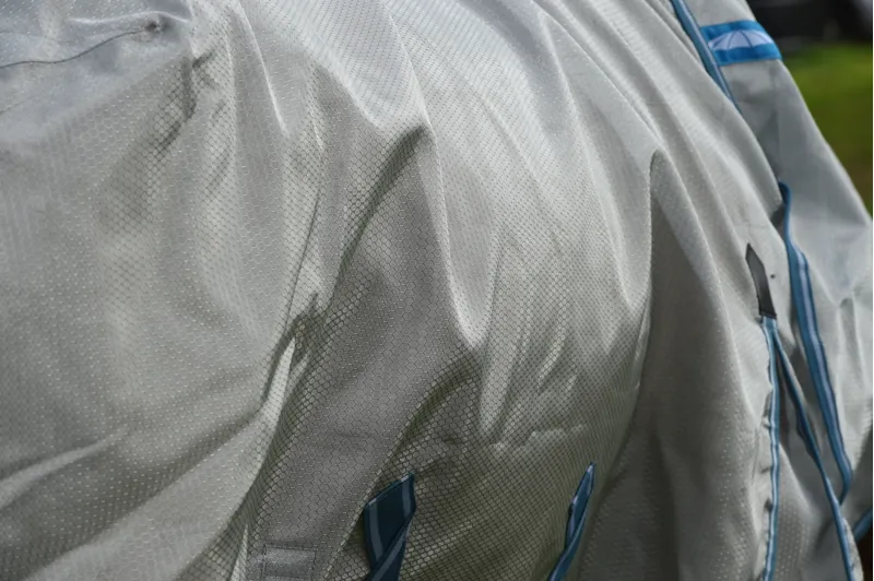 WeatherBeeta ComFiTec Hexi Shield Combo Neck Fly Rug - Silver/Teal Blue-5