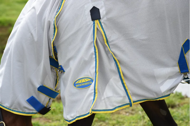 WeatherBeeta ComFiTec Zephyr Plus Mesh Combo Neck Fly Rug - Silver/Blue/Lemon-3