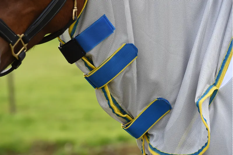 WeatherBeeta ComFiTec Zephyr Plus Mesh Combo Neck Fly Rug - Silver/Blue/Lemon-6