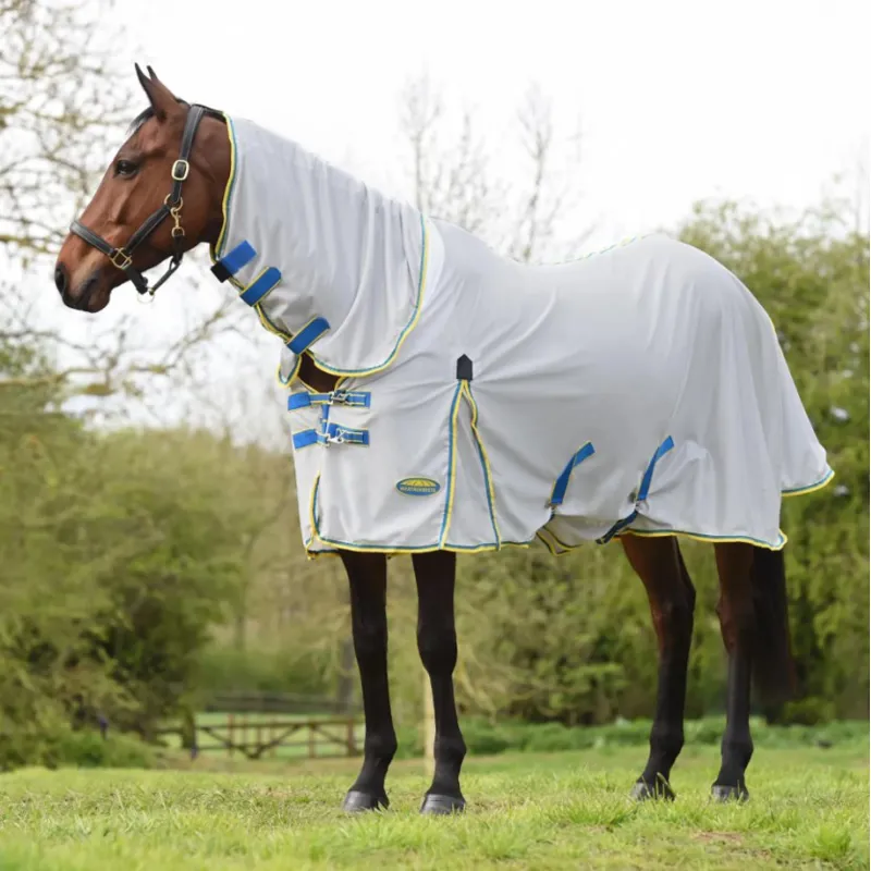 WeatherBeeta ComFiTec Zephyr Plus Mesh Combo Neck Fly Rug - Silver/Blue/Lemon