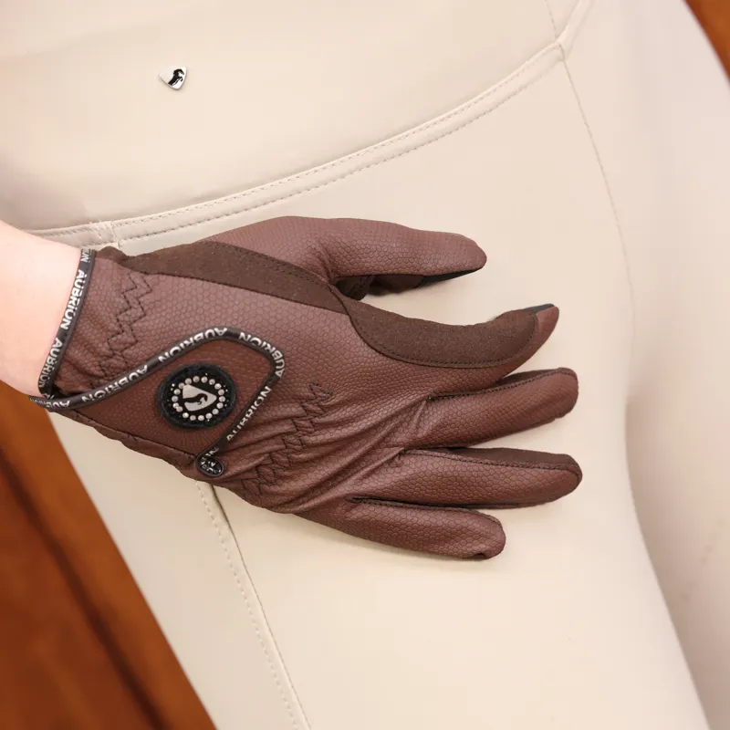 Shires Aubrion Aachen FlexFit Riding Gloves - Brown-2