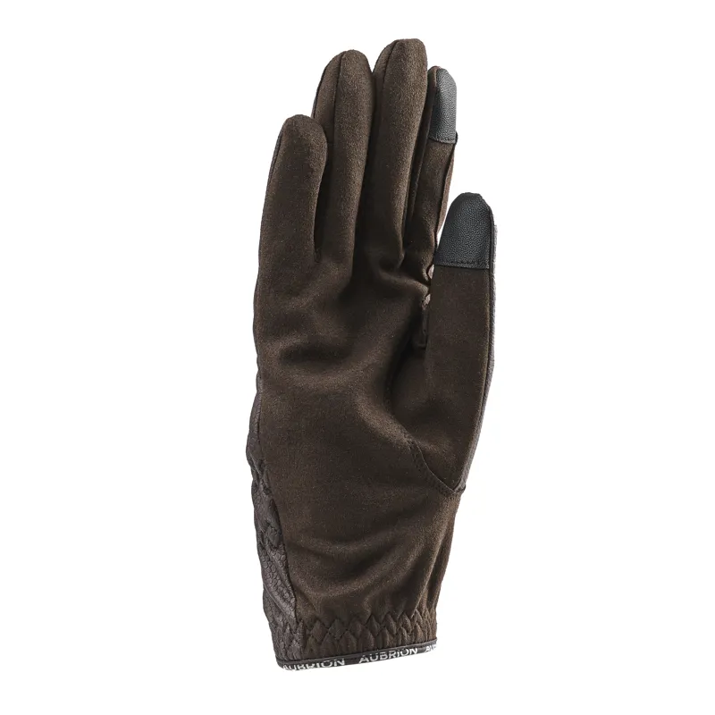 Shires Aubrion Stadium FlexFit Riding Gloves - Brown-1