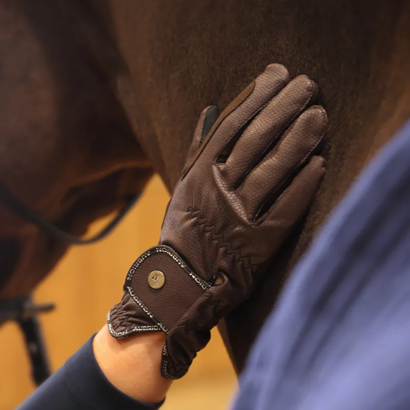 Shires Aubrion Stadium FlexFit Riding Gloves - Brown-3