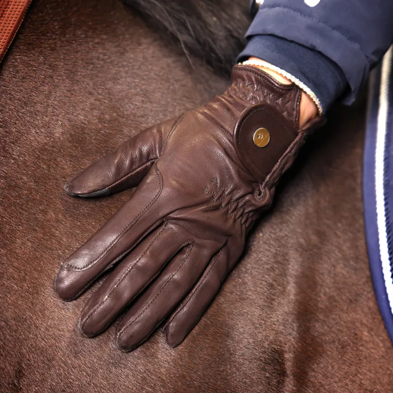 Shires Aubrion Leather Riding Gloves - Brown-3