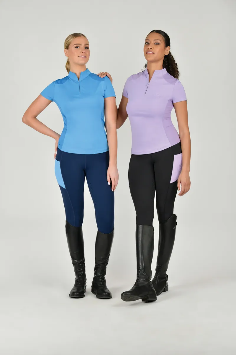 Dublin Tabby Short Sleeve Riding Top - Coastal Blue-5