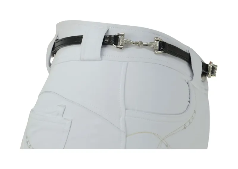 Hy Elegant Diamante Snaffle Bit Belt - Black - 70cm-1