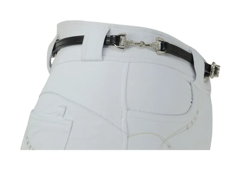 Hy Elegant Diamante Snaffle Bit Belt - Black - 100cm-1