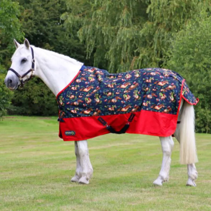 StormX Original 0g Turnout Rug Thelwell Collection - Navy/Red