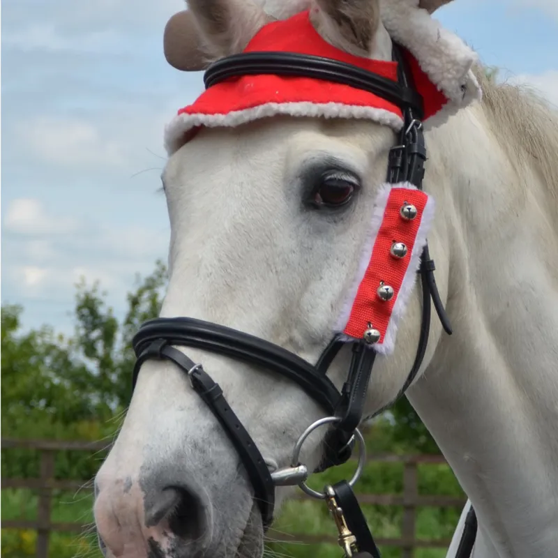Hy Equestrian Christmas Santa Bridle Set - Red/White