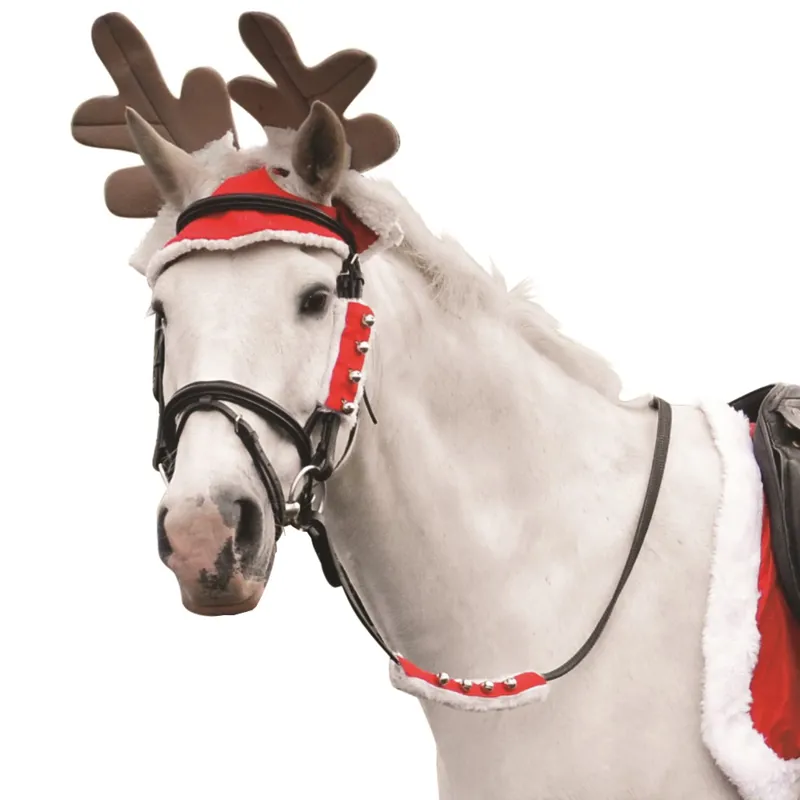 Hy Equestrian Christmas Santa Rein Sleeves - Red/ White