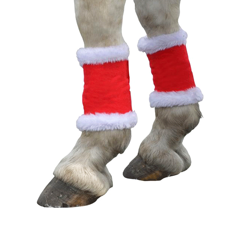 Hy Equestrian Christmas Santa Horse Leg Wraps - Red/White